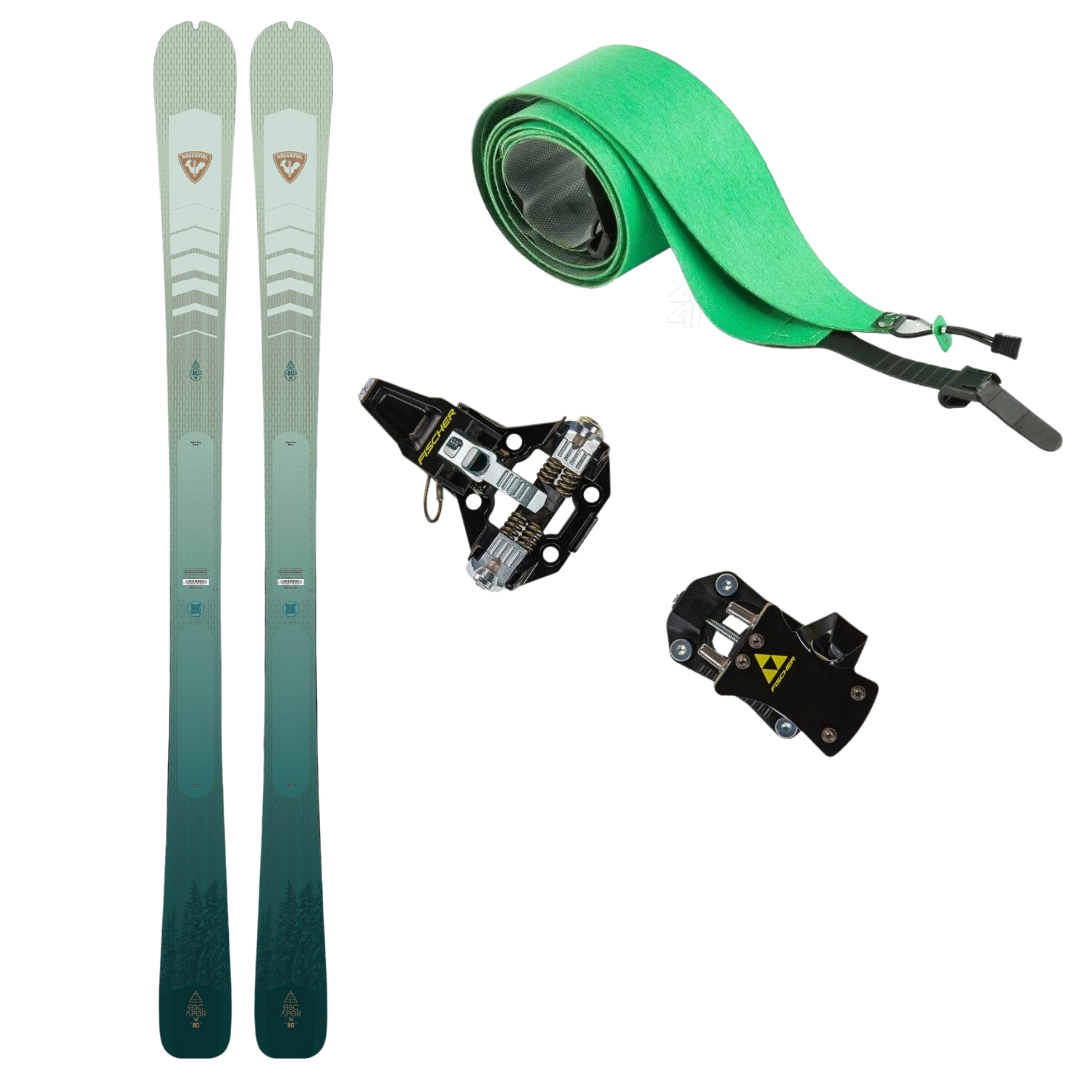 Skialpový set Lyže Rossignol Escaper W 80 Open + vázání Fischer Tour Speed Turn W/O brake + pásy Rossignol L2 Skin Escaper 80/80 Pro